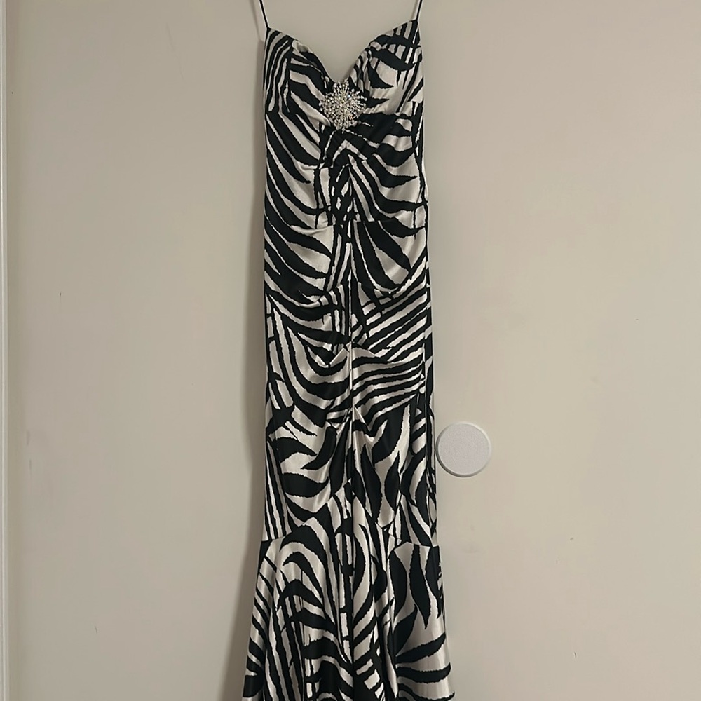 Zebra Print Cache Formal Strapless Dress